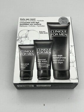 Clinique for Men Daily Age Repair Moisturizer Face Wash & Scrub 3pc Gift Set